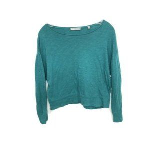 VINCE Green Long Sleeve Semi Crop Cotton Size Xs